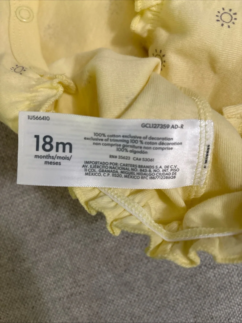 Carter's Pale Yellow Sun Pocket Baby Sleep Sack